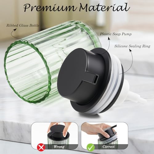 Amolliar Foaming Soap Dispenser, Green Glass Foam Soap Dispenser