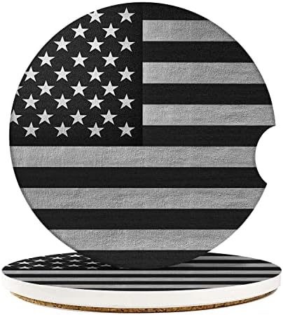 Britimes Grey Car Coasters for Drinks, 2 Pack Ceramic Stone 2.56"