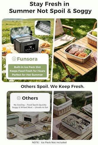 Cordless Heated Lunch Box, Rechargeable Electric Food Warmer