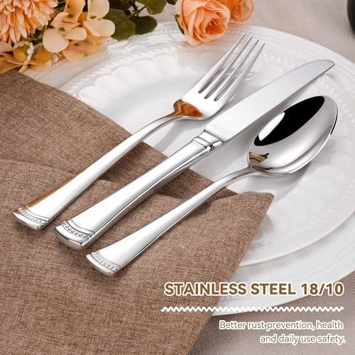 70 PCS Flatware & Serving Utensils Sets, 18/10 Heavy Silverware Set