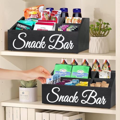 Snack Organizer for Countertop, Wooden Snack Tray and Food Storage