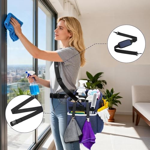 Ytonet Wearable Cleaning Caddy Bag, Large Cleaning Supplies Organizer