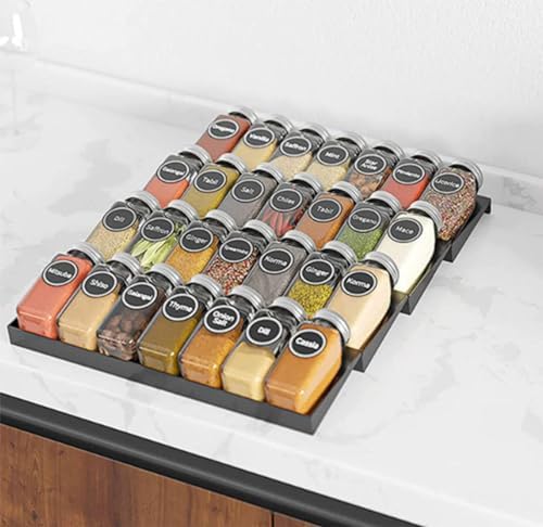 4 Tier Spice Rack Drawer Organizers, Seasoning Jars Drawers