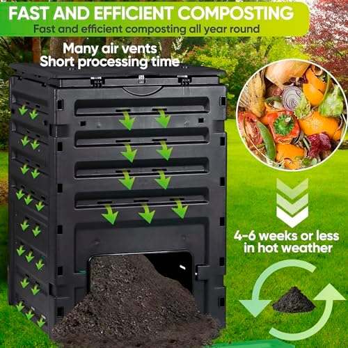SUPER DEAL 120 Gallon Outdoor Compost Bin, Black