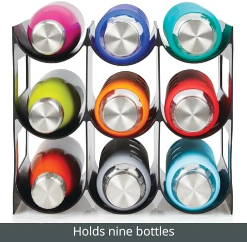mDesign Plastic Water Bottle Organization/Wine Rack Storage Organizer