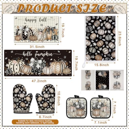 10 Pcs Fall Black Polka Dot Pumpkin Kitchen Decoration Gift Set