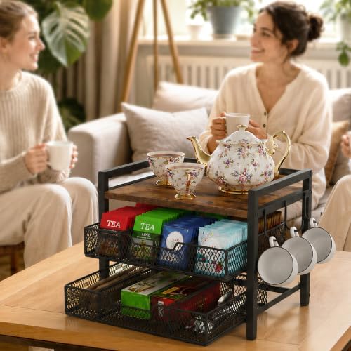Giikin Tea Bag Organizer, Tea Organizers and Storage with 2 Drawers