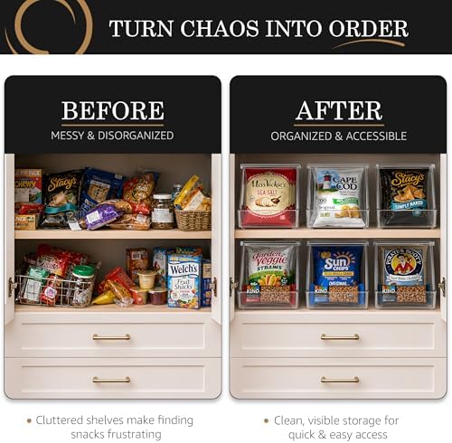 Sorbus Snack Organizer, Clear Stackable Chip Bins, 2 Pack