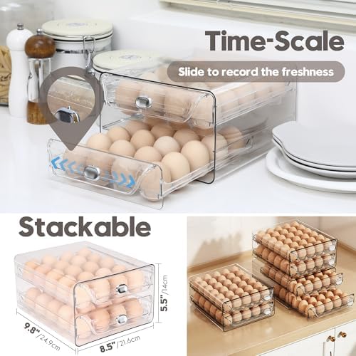 Sea Team Stackable Clear Acrylic Refrigerator Egg Tray, 40-Slot