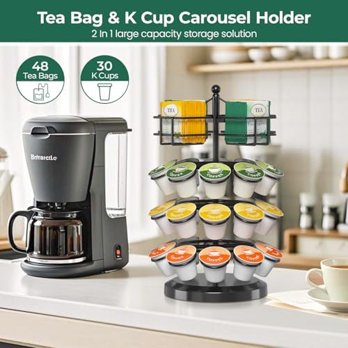 EsLuker.ly K Cup Holder Coffee Pod Organizer Carousel for Countertop