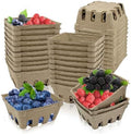 Rainmae 30 Pack Natural Pulp Fiber Berry Basket, Molded Berry Basket