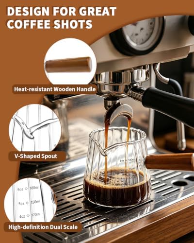 2Pcs Espresso Cups & Spoons, Ribbed Milk Frothing Cup, Espresso