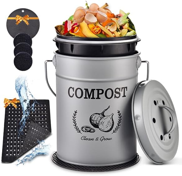 AOSION 1 Gallon Countertop Compost Bin with Lid