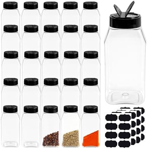 28 Pack 16 Oz Large Spice Jars Seasoning Containers Bottles with Label