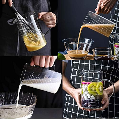 1L Glass Measuring Cups Jugs with Lid Large Measuring Pitcher Beaker