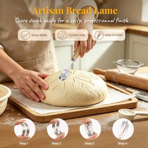 MIAOW Sourdough Starter Kit, Silicone Banneton Bread Proofing Basket