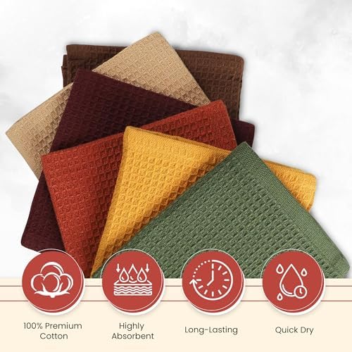Vintage Vista 100% Cotton Waffle Dish Cloths (Pack of 6) - Dish Rags