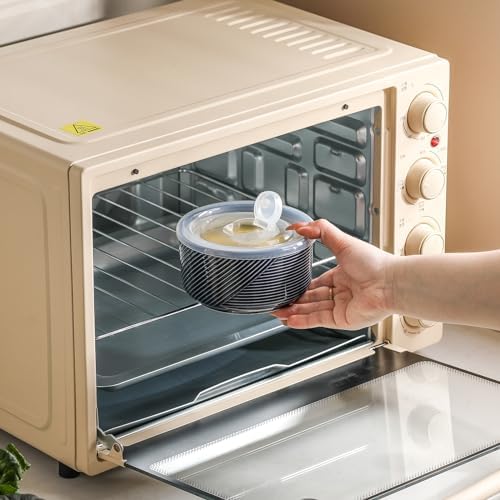 Ceramic Bowl with Lid, Microwave Safe - 20 oz Multicolor
