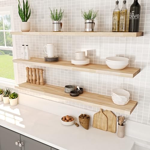 Howizz Wood Butcher Block Shelf 12" x 6ft x 1.5" Inches, Hevea