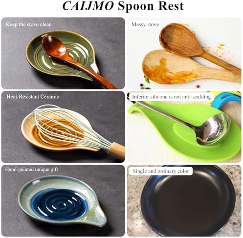 Ceramic Spoon Rest for Stove Top, 5 Inch Spoon Holder for Kitchen