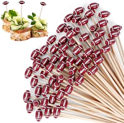 [50 PCS] Football Cocktail Picks Party Decorations - 4.7 inch Cocktail