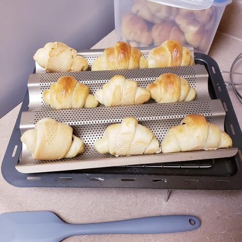 Baguette Pan, French Bread Baking Pan Perforated 3 Loaves Long Italian
