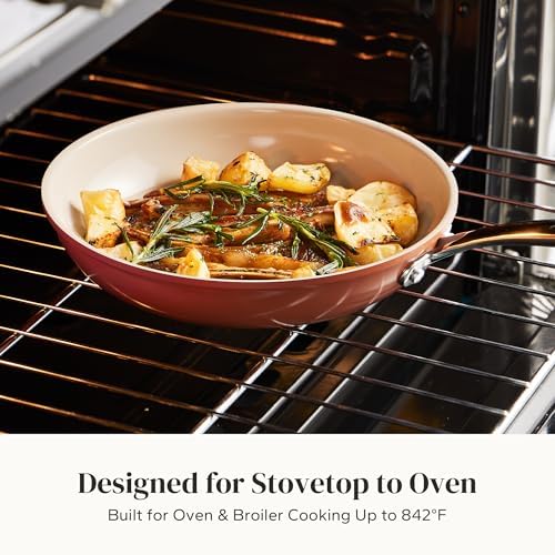 Redchef Nonstick Ceramic Frying Pan Set, Induction Compatible Skillets with Stay Cool Handles & 3 Cork Storage Pads,PFOA PFAS PTFE Free, All stovetop suitable, Oven Safe, Pumpkin Orange（8+9.5+11"）