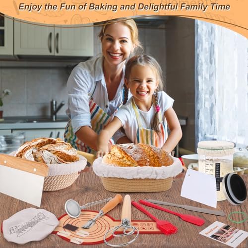 Sourdough Starter Kit with Round & Oval Banneton Baskets