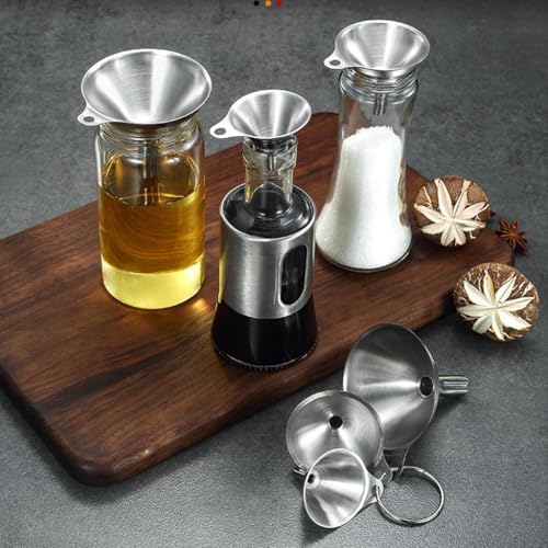 3Pcs Stainless Steel Kitchen Funnel Set Food Grade Metal Small Oil