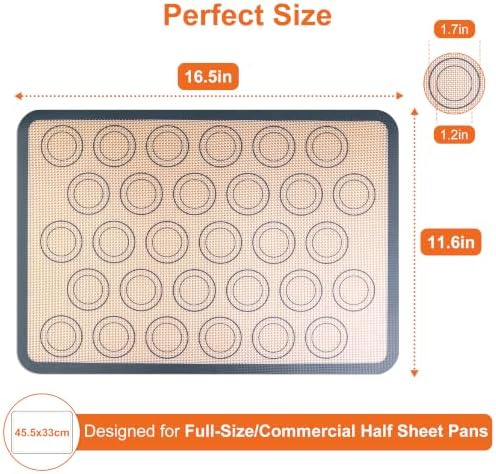 HOOMIL Macaron Silicone Baking Mats, 2-Pack, 16.5 x 11.6 Inch
