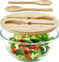 Glass Salad Bowl With Lid, 4.7 Quart Large Glass Mixing Bowls Serving