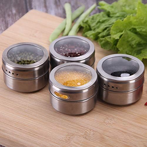 12 Powerful Magnetic Spice Tins- Stainless Steel Spice Storage