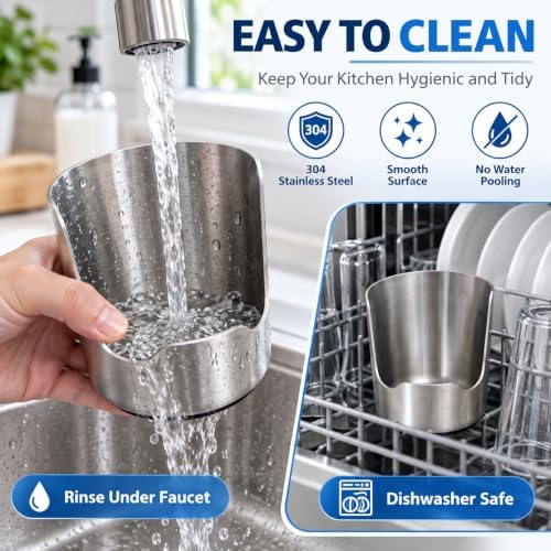 Spoon Rest with Pot Lid Holder, Thickened 304 Stainless Steel Utensil