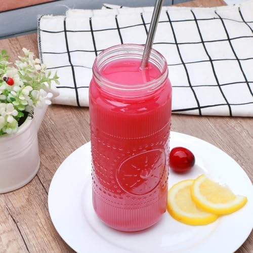 16 oz Glass Juice Bottles with Lids, 12 Pack Reusable Juicing Bottles