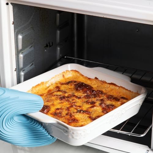 Sweejar Ceramic Rectangular Bakeware Set of 4, Kiln-Change White