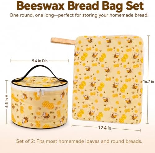 Beeswax Bread Bag, Bee Print