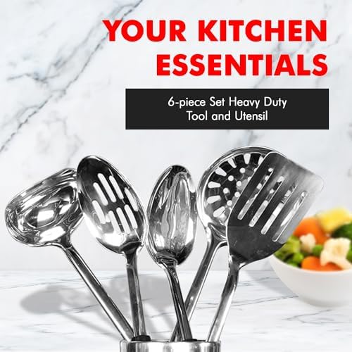 Chef Craft Heavy Duty Kitchen Tool and Utensil Set, 6 Piece, Stainless