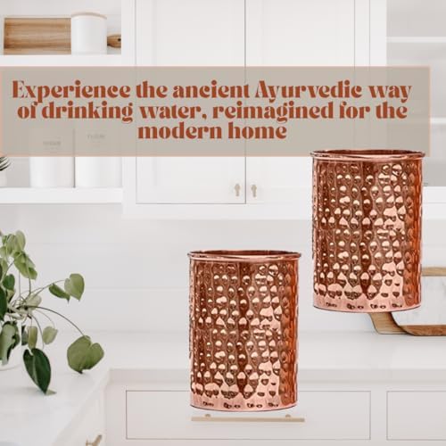 Hammered Pure Copper Water Dispenser Set – 5L Tank with 2 Glasses & 1