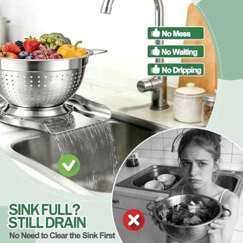 Strainers and Colanders for Kitchen, 3-Piece Stainless Steel Set