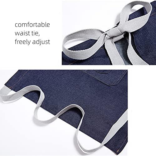 TOPTIE Denim Half Waist Apron with Pockets for Server Waiter Waitress