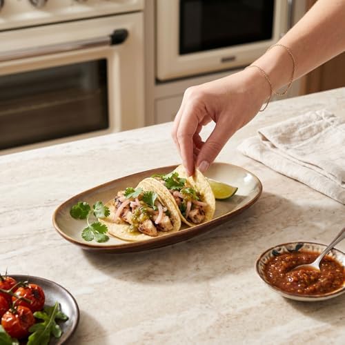 Ceramic Serving Platters - Set of 4 Oval Platters for Entertaining