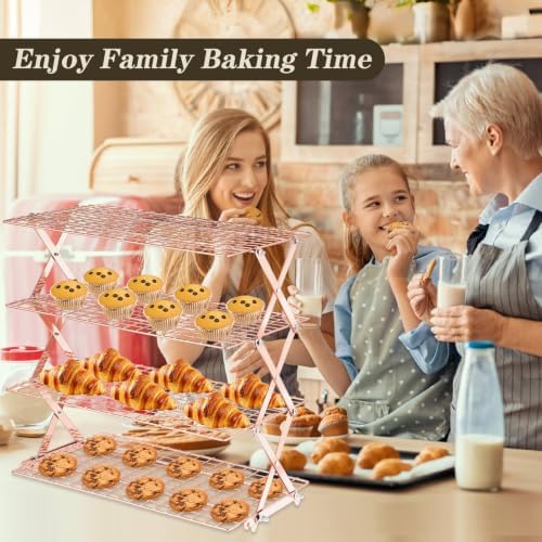 Pleafind 4 Tier Rose Gold Collapsible Cooling Rack - 3 Setting Design