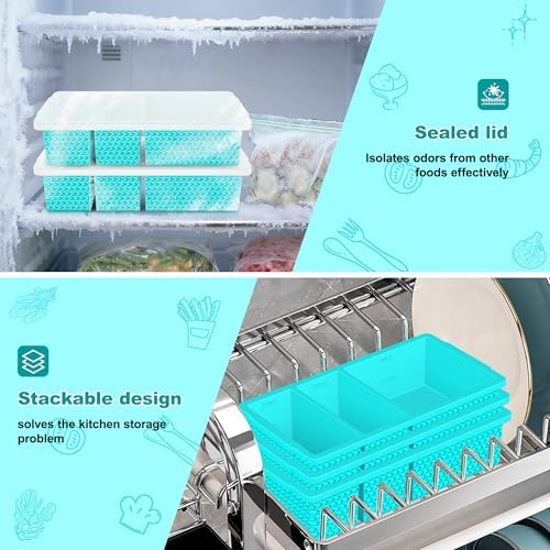 3 Pack - Silicone Freezer Trays with Lid, 1-Cup & 2 Cup Freezer Molds