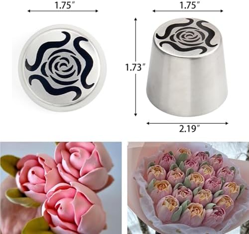 6PCS Extra Large Russian Piping Tips Set, Stainless Steel Flower Icing