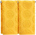 SmoothNovelty 2 Pcs Yellow Sunflower Hand Towels 100% Cotton Jacquard