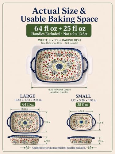 Hand-Painted Ceramic Baking Dish Set of 2