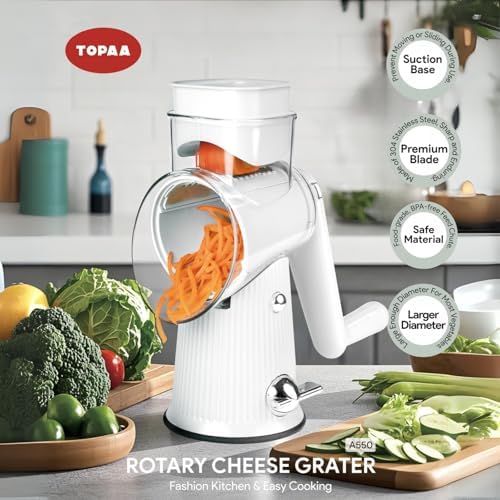 Rotary Cheese Grater, 5 Blades, White