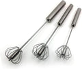 Fnoko Stainless Steel Semi-automatic Egg Whisk - 3PCS Hand Push Rotary