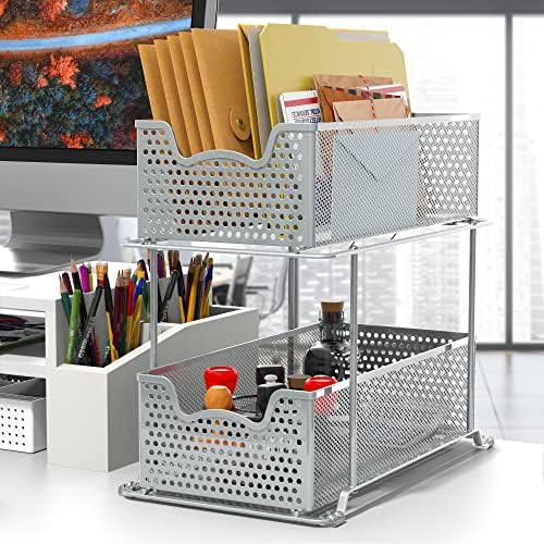 SIMPLE HOUSEWARE 2 Tier Sliding Cabinet Basket Organizer Drawer