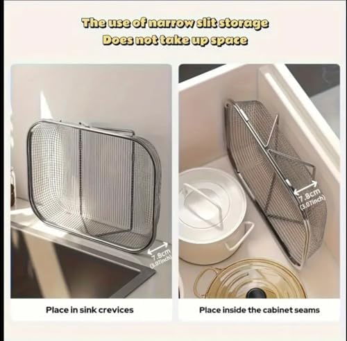 Stainless Steel Expandable Sink Basket, Adjustable Foldable Design